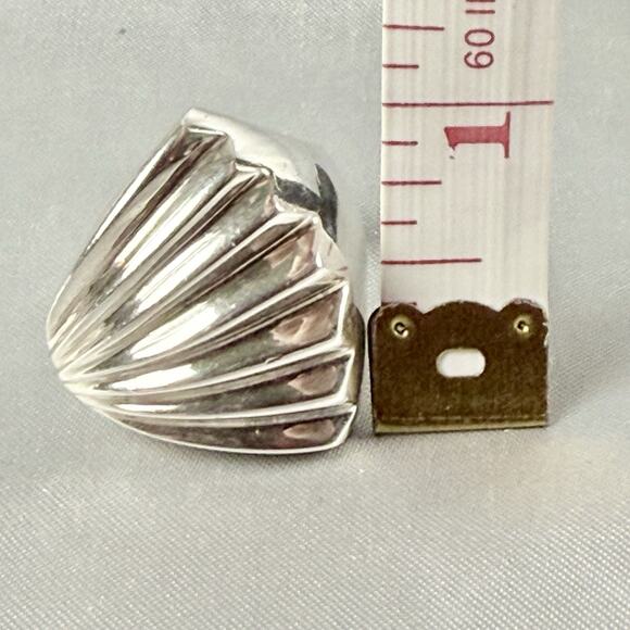 Vintage Taxco Mexico 925 Sterling Silver Ring Ribbed Dome Fan TV-111 Size 5 - Picture 9 of 16